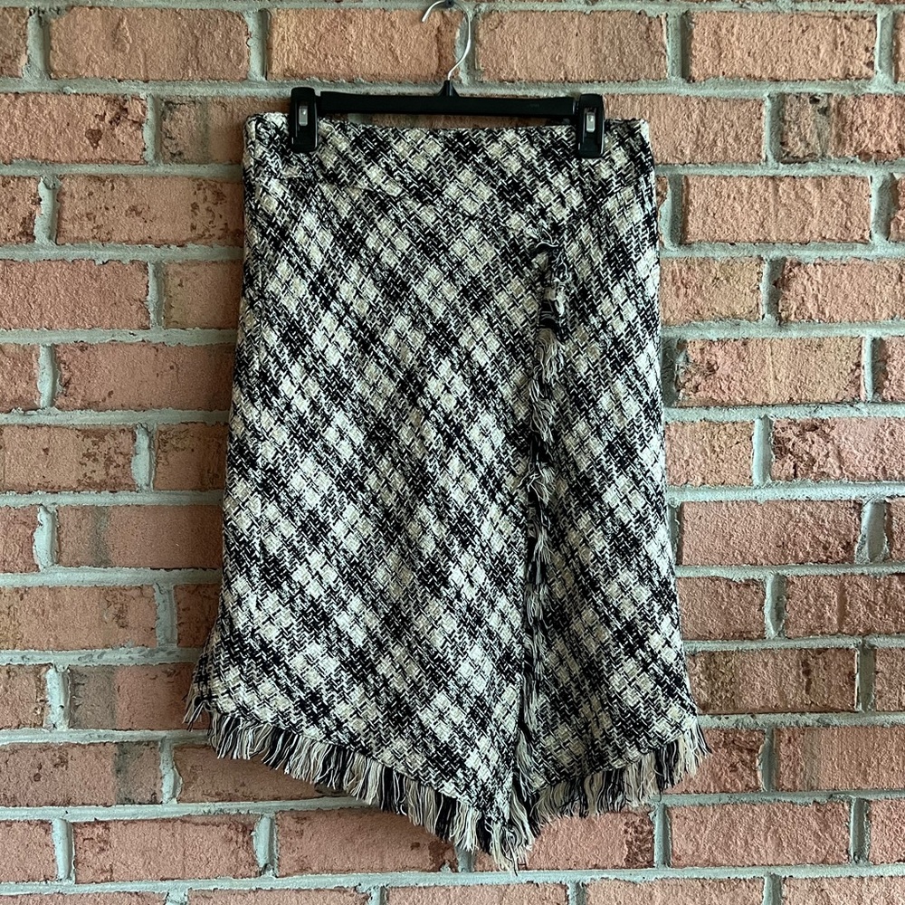 Nicole Studio Tweed Plaid Midi Skirt Size 10